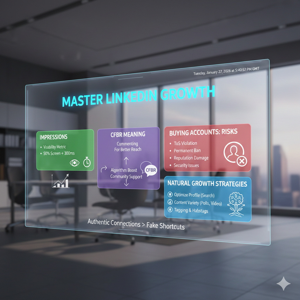Master LinkedIn Growth: Understanding Impressions, CFBR, and the Risks of Buying Accounts